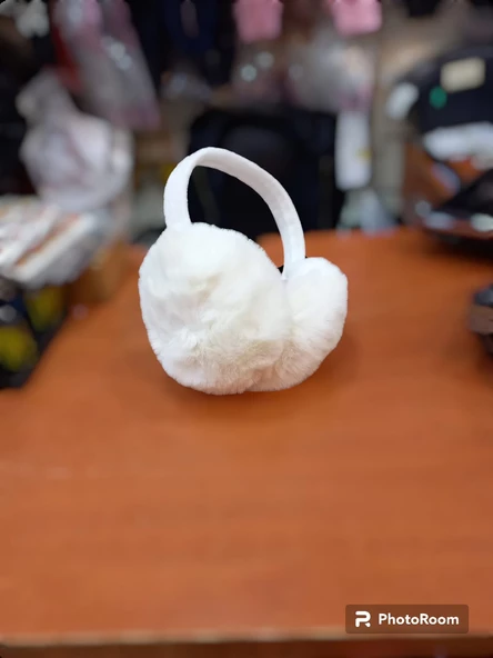 kışlık peluş kulaklık krem rengi soğuk önleyiçi kulaklık ürün görseli 1