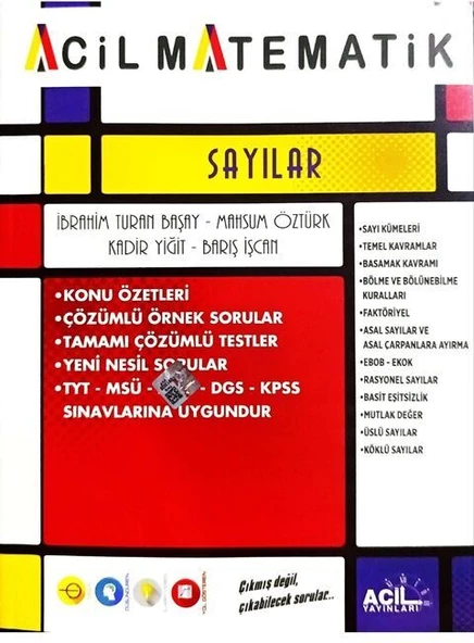 Acil Yayınları TYT Acil Matematik Sayılar ürün görseli 1