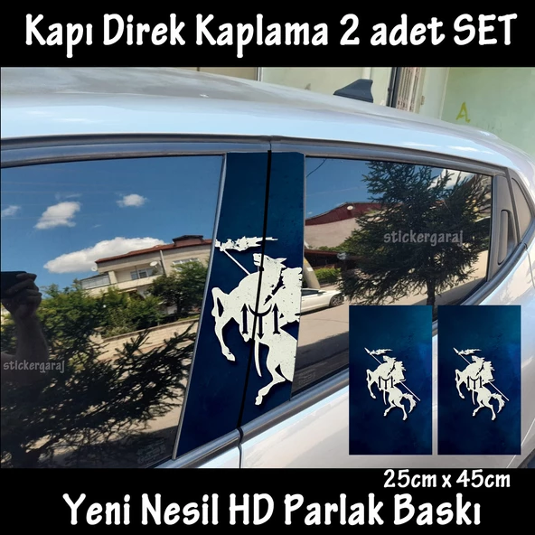 iyi göktürk  oto kapı sticker 2li sağ sol kapı direk için folyo kaplama - tuning modifiye görünüm ürün görseli 1