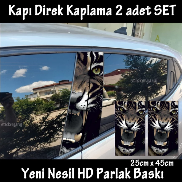 saldırgan kaplan oto kapı sticker 2li sağ sol kapı direk için folyo kaplama - tuning modifiye görünüm ürün görseli 1