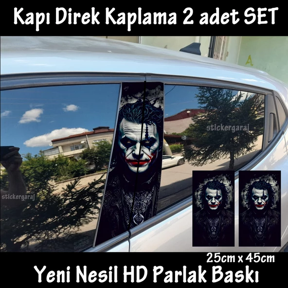 joker deli oto kapı sticker 2li sağ sol kapı direk için folyo kaplama - tuning modifiye görünüm ürün görseli 1