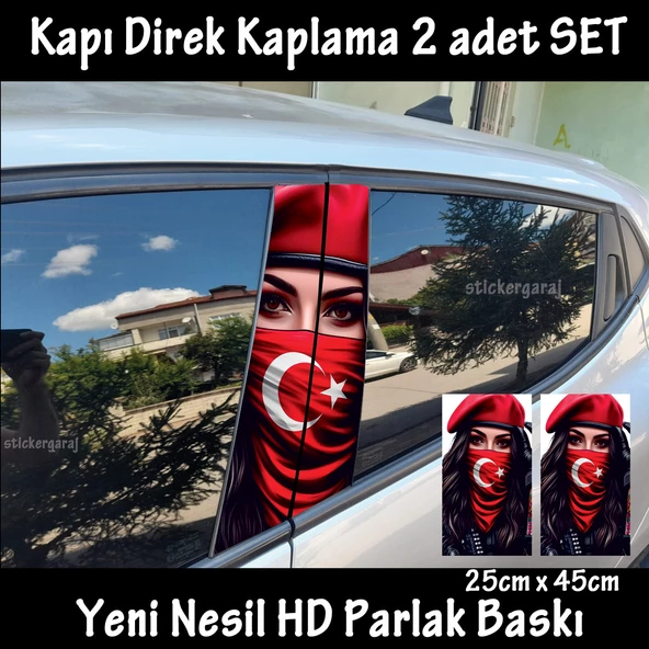 tr ayııldızlı asker oto kapı sticker 2li sağ sol kapı direk için folyo kaplama - tuning modifiye görünüm ürün görseli 1