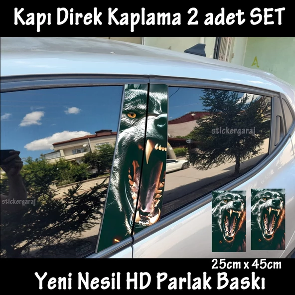 saldırgan köpek oto kapı sticker 2li sağ sol kapı direk için folyo kaplama - tuning modifiye görünüm ürün görseli 1