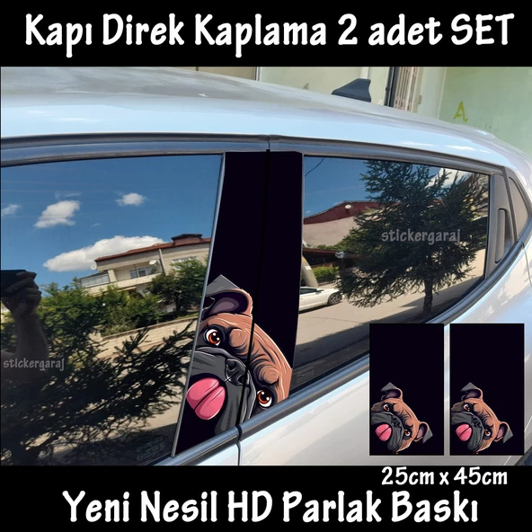 sevimli köpek oto kapı sticker 2li sağ sol kapı direk için folyo kaplama - tuning modifiye görünüm ürün görseli 1