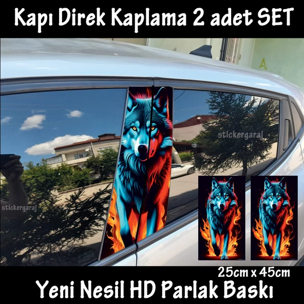 kurt renkli oto kapı sticker 2li sağ sol kapı direk için folyo kaplama - tuning modifiye görünüm ürün görseli 1