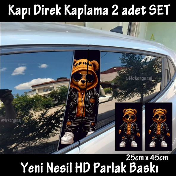 repçi ayı oto kapı sticker 2li sağ sol kapı direk için folyo kaplama - tuning modifiye görünüm ürün görseli 1