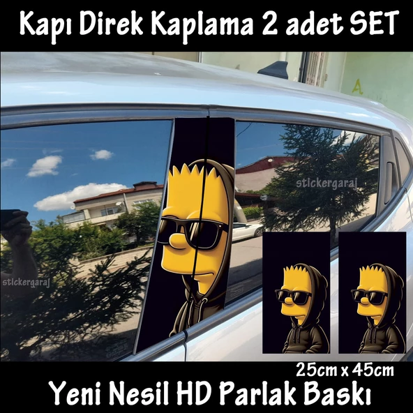 çizgi film oto kapı sticker 2li sağ sol kapı direk için folyo kaplama - tuning modifiye görünüm ürün görseli 1