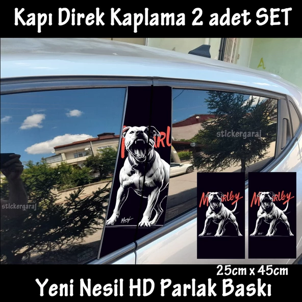 saldırgan pitbull köpek oto kapı sticker 2li sağ sol kapı direk için folyo kaplama - tuning modifiye görünüm ürün görseli 1