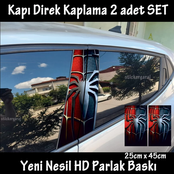 örümcek oto kapı sticker 2li sağ sol kapı direk için folyo kaplama - tuning modifiye görünüm ürün görseli 1