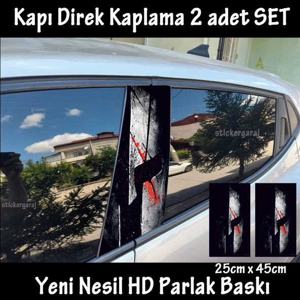 savaşçı oto kapı sticker 2li sağ sol kapı direk için folyo kaplama - tuning modifiye görünüm ürün görseli 1