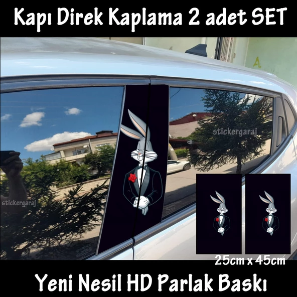 tavşan oto kapı sticker 2li sağ sol kapı direk için folyo kaplama - tuning modifiye görünüm ürün görseli 1