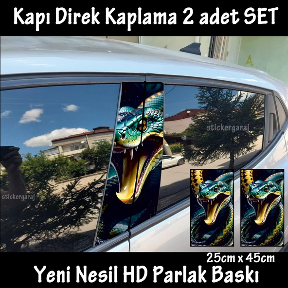 yılan oto kapı sticker 2li sağ sol kapı direk için folyo kaplama - tuning modifiye görünüm ürün görseli 1
