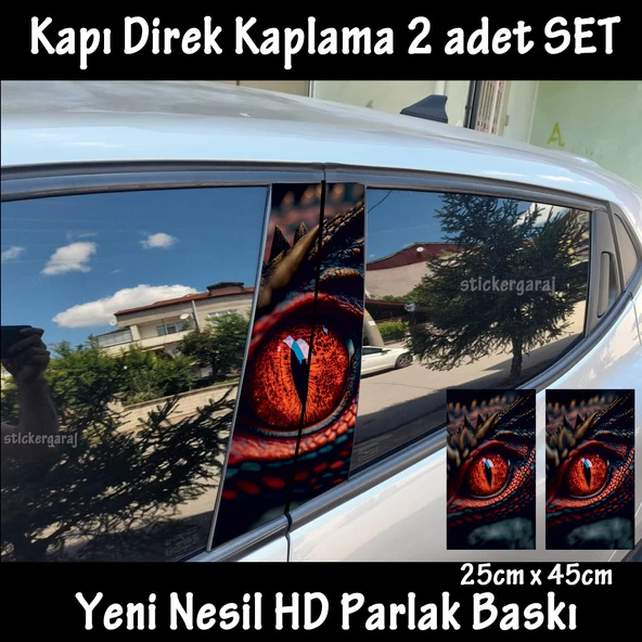 ejderha göz oto kapı sticker 2li sağ sol kapı direk için folyo kaplama - tuning modifiye görünüm ürün görseli 1