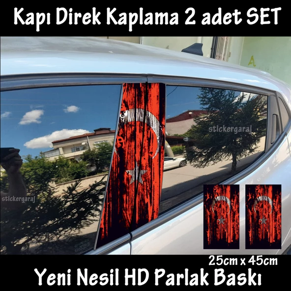 ay yıldız türk oto kapı sticker 2li sağ sol kapı direk için folyo kaplama - tuning modifiye görünüm ürün görseli 1