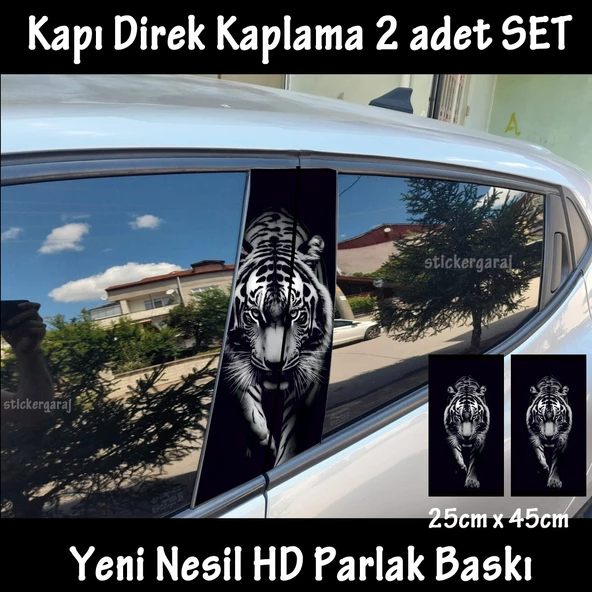beyaz kaplan oto kapı sticker 2li sağ sol kapı direk için folyo kaplama - tuning modifiye görünüm ürün görseli 1