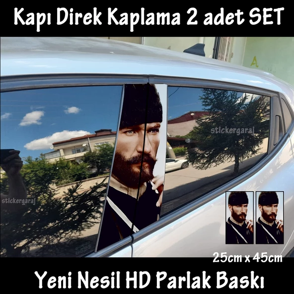 atatürk mustafa kemal oto kapı sticker 2li sağ sol kapı direk için folyo kaplama - tuning modifiye görünüm ürün görseli 1
