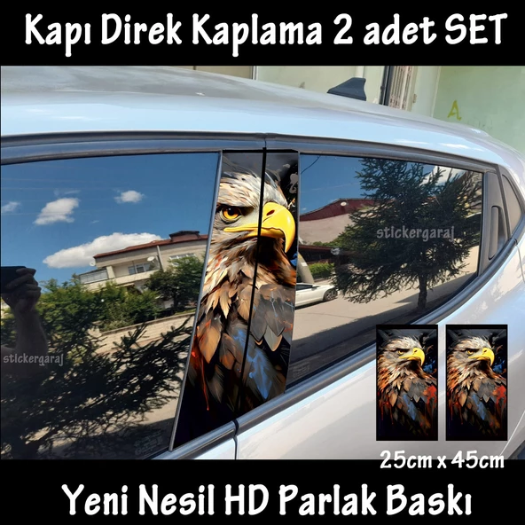 yırtıcı kartal oto kapı sticker 2li sağ sol kapı direk için folyo kaplama - tuning modifiye görünüm ürün görseli 1