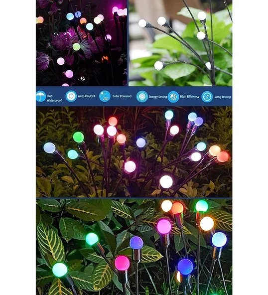 2'li Solar Bahçe Aydınlatması - 10 LED'li, 2 Modlu RGB ürün görseli 1