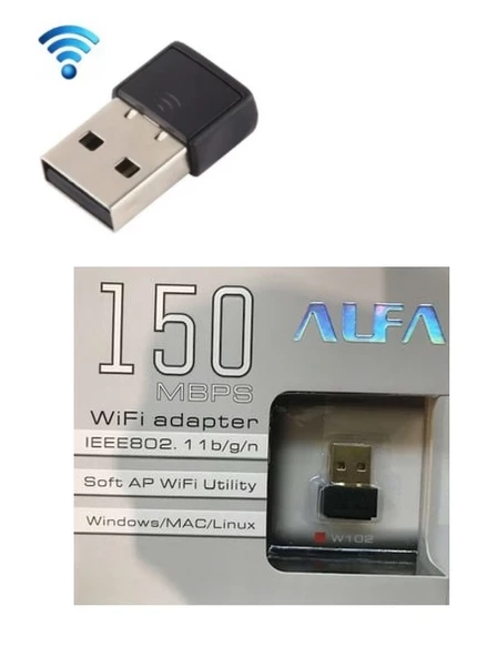 ALFA W102 150Mbps USB Wifi Alıcı - Receiver (Mini) ürün görseli 1