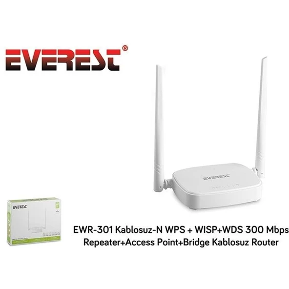 Everest EWR-301 Kablosuz-N 300Mbps Repeater+Access Point Router ürün görseli 1