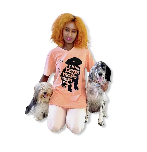 Hayvansever Tişört I Love Dogs More Than People Açık Turuncu ürün görseli 1