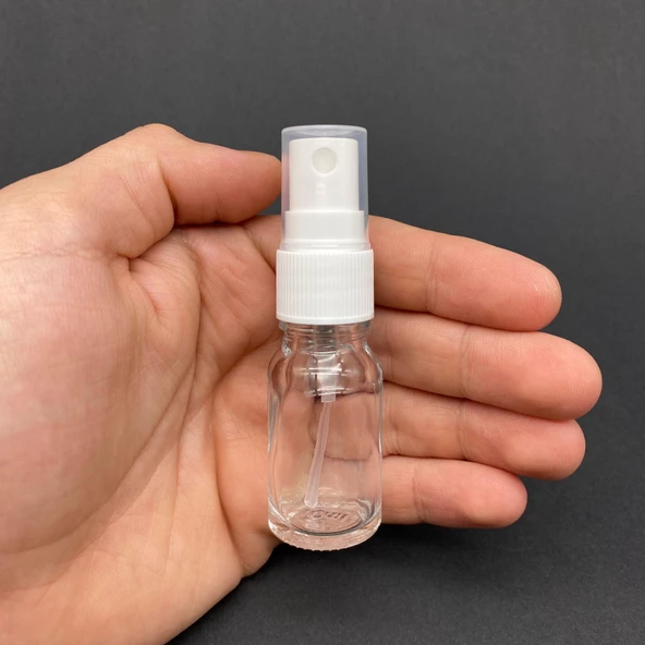 10 Ml Şeffaf Cam Şişe Beyaz Spreyli ,  10Cc Şeffaf Spreyli Boş Şişe x 6 Adet ürün görseli 1