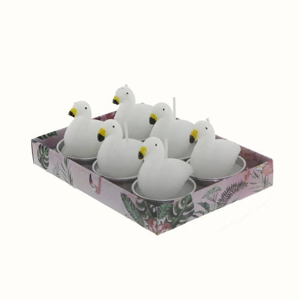 6 Adet 4cm Flamingo Tealight Mum - Resim 7