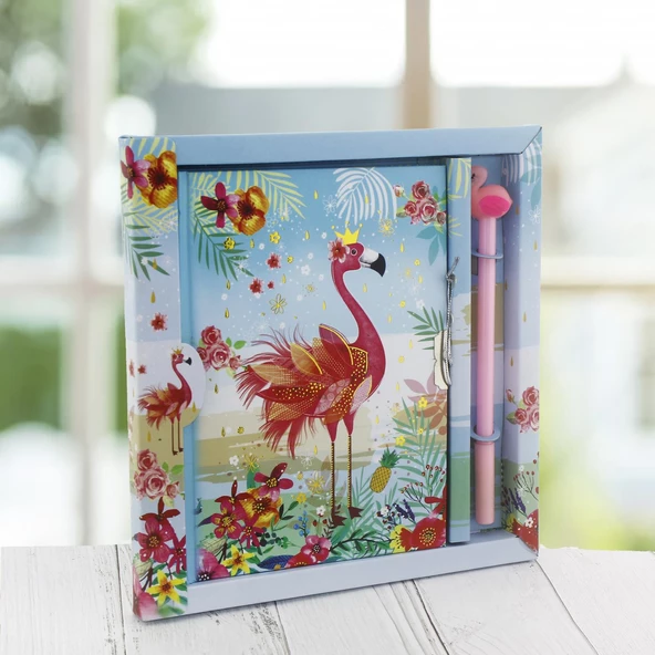 13x18cm Flamingo Anı Defteri ve Kalem Seti ürün görseli 1