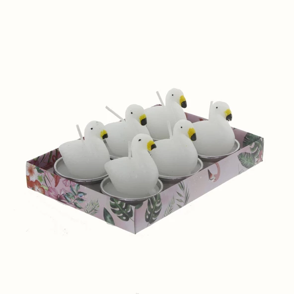 6 Adet 4cm Flamingo Tealight Mum - Resim 6