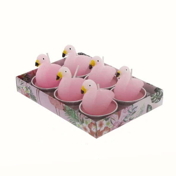 6 Adet 4cm Flamingo Tealight Mum - Resim 9