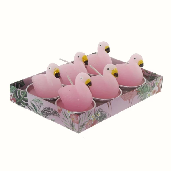 6 Adet 4cm Flamingo Tealight Mum - Resim 10