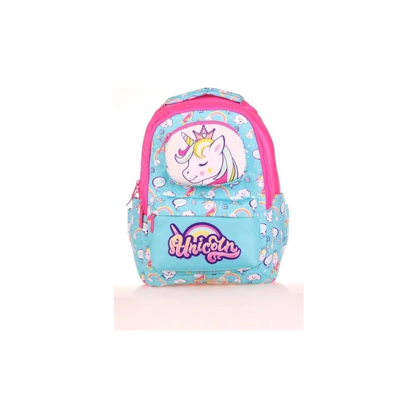 Kaukko Kids Sırt Çantası Toys Unicorn Mavi Pembe Okul Sırt Çantası ürün görseli 1