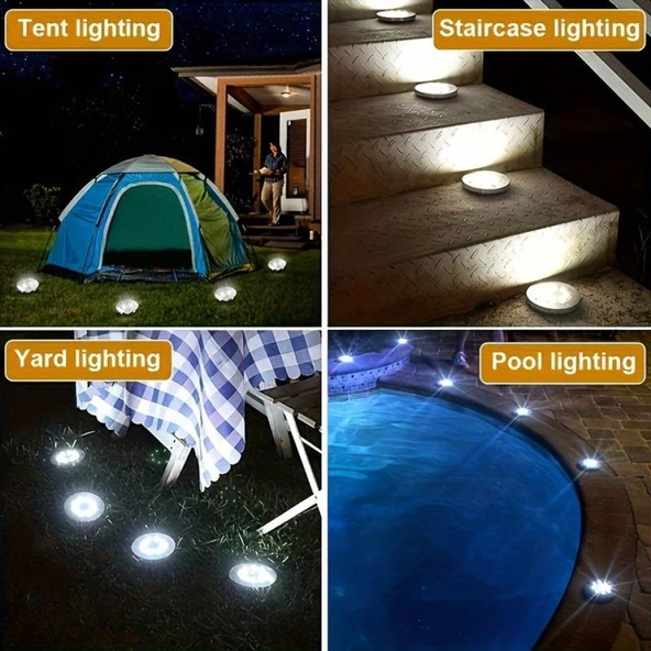 4'lü Solar Panelli Kazıklı Bahçe Aydınlatması - Resim 7