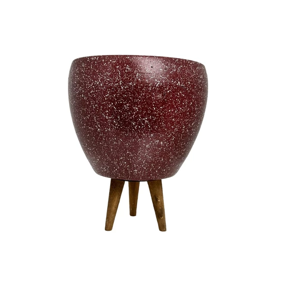 Bitki Tasarımı Bordo Granit Toprak Saksı Saksılık Salon Çiçeklik 3 Ayaklı - 15 CM ürün görseli 1
