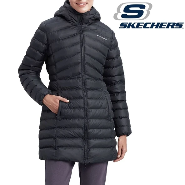 Skechers W Essential Maxi Length Hooded Jacket S212005 Kadın Günlük Mont ürün görseli 1