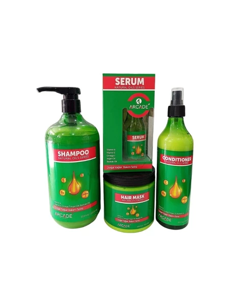 Arcade Saç Bakım Şampuanı Doğal Yağlar Bakım 1000ML 4Lü Saç Bakım seti ürün görseli 1