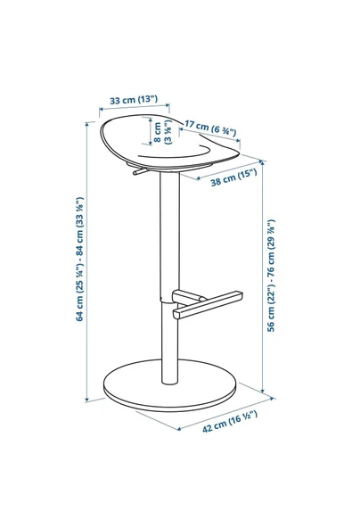 Beyaz 76 cm Bar Taburesi  JANINGE Mutfak Sandaleyesi - Resim 8
