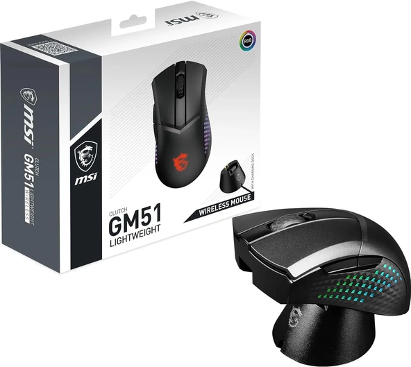 MSI Clutch GM51 Lightweigth RGB Şarjlı Ergonomik Optik Kablosuz Oyuncu Mouse ürün görseli 1