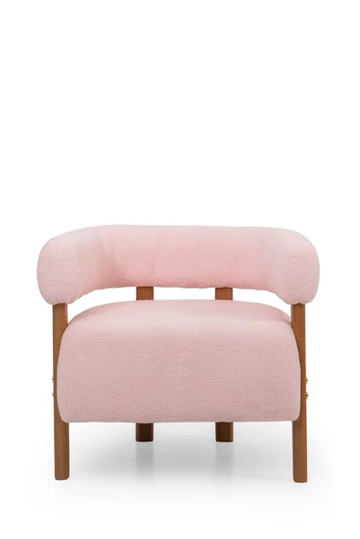 MELLMOD Sweet Mod Ahşap Ayaklı Teddy Berjer Açık Pembe M03 - Resim 4
