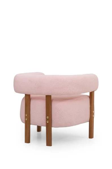 MELLMOD Sweet Mod Ahşap Ayaklı Teddy Berjer Açık Pembe M03 - Resim 6