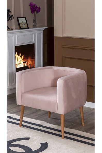 MELLMOD Dynamic Mod Ahşap Ayak Berjer Pembe - Resim 2