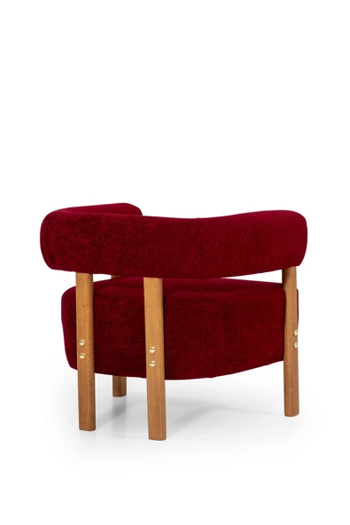 MELLMOD Sweet mod Ahşap Ayaklı Bukle Berjer Bordo - Resim 6