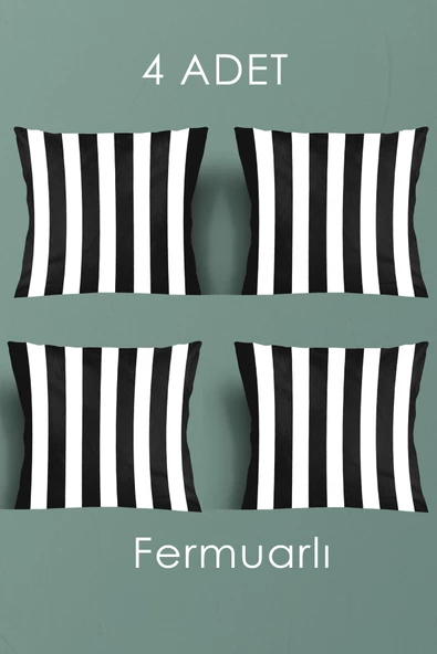 LOVİSSE HOME Siyah Beyaz Çizgili Zebra Kırlent - Yastık Kırlent Kılıfı - Fermuarlı - Premium Kırlent ürün görseli 1