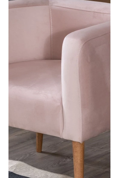 MELLMOD Dynamic Mod Ahşap Ayak Berjer Pembe - Resim 3