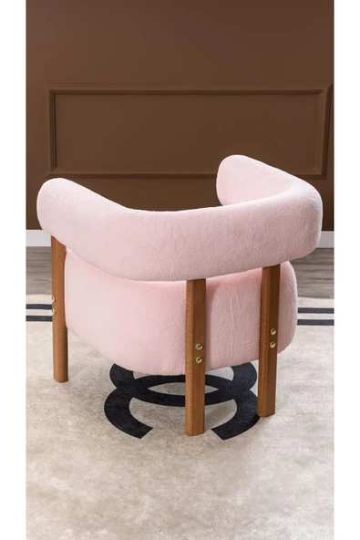 MELLMOD Sweet Mod Ahşap Ayaklı Teddy Berjer Açık Pembe M03 - Resim 3