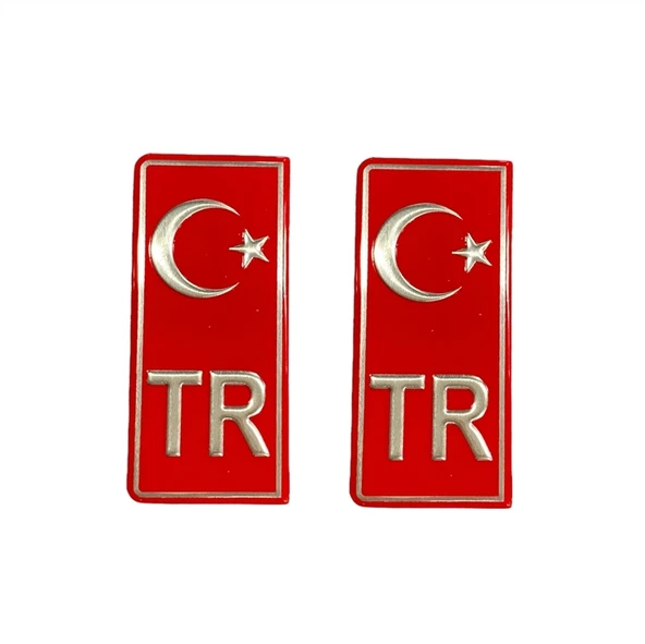 TR Ayyıldız Kırmızı Plaka Etiketi Sticker- Varak Baskılı Kabartmalı Parlak Malzeme ürün görseli 1