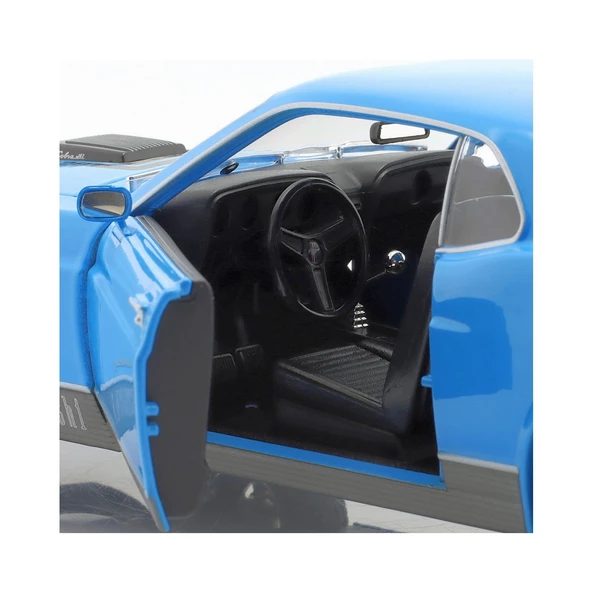 1/18 1970 Ford Mustang Mach 1 - Mavi - Resim 5