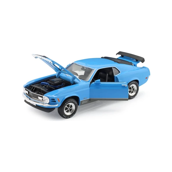 1/18 1970 Ford Mustang Mach 1 - Mavi - Resim 2
