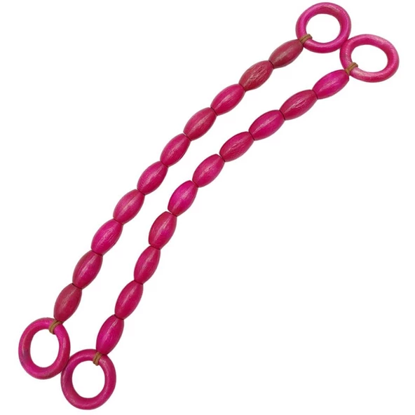 Angel Çanta Aksesuar 20 mm Oval Ahşap Boncuklu 40 cm Fuşya Renk Çanta Sapı ürün görseli 1