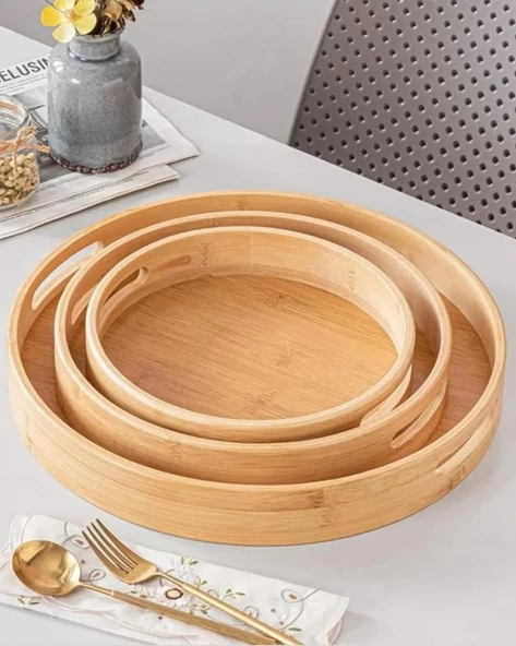Kapris Home 3'lü Bambu Tepsi Kap-116 ürün görseli 1